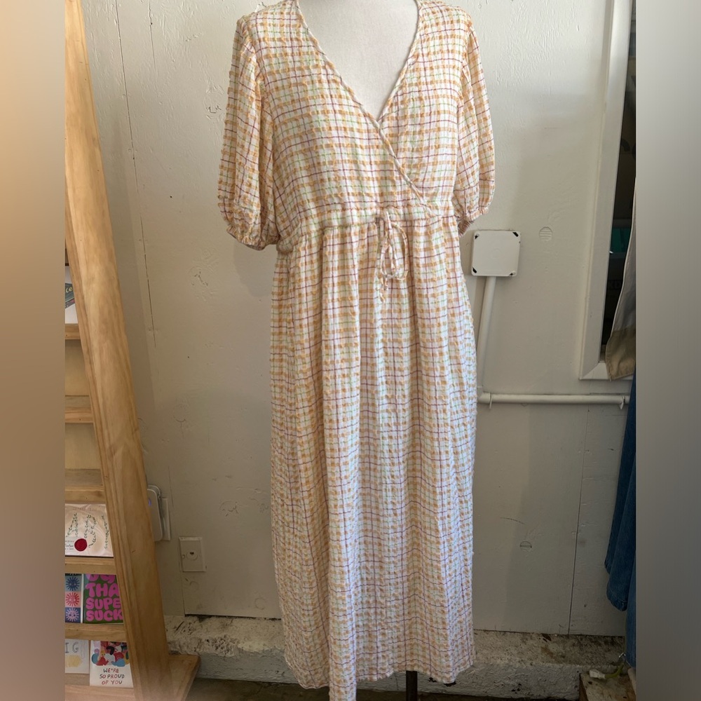 Christy Dawn Cream Plaid Maxi Dress